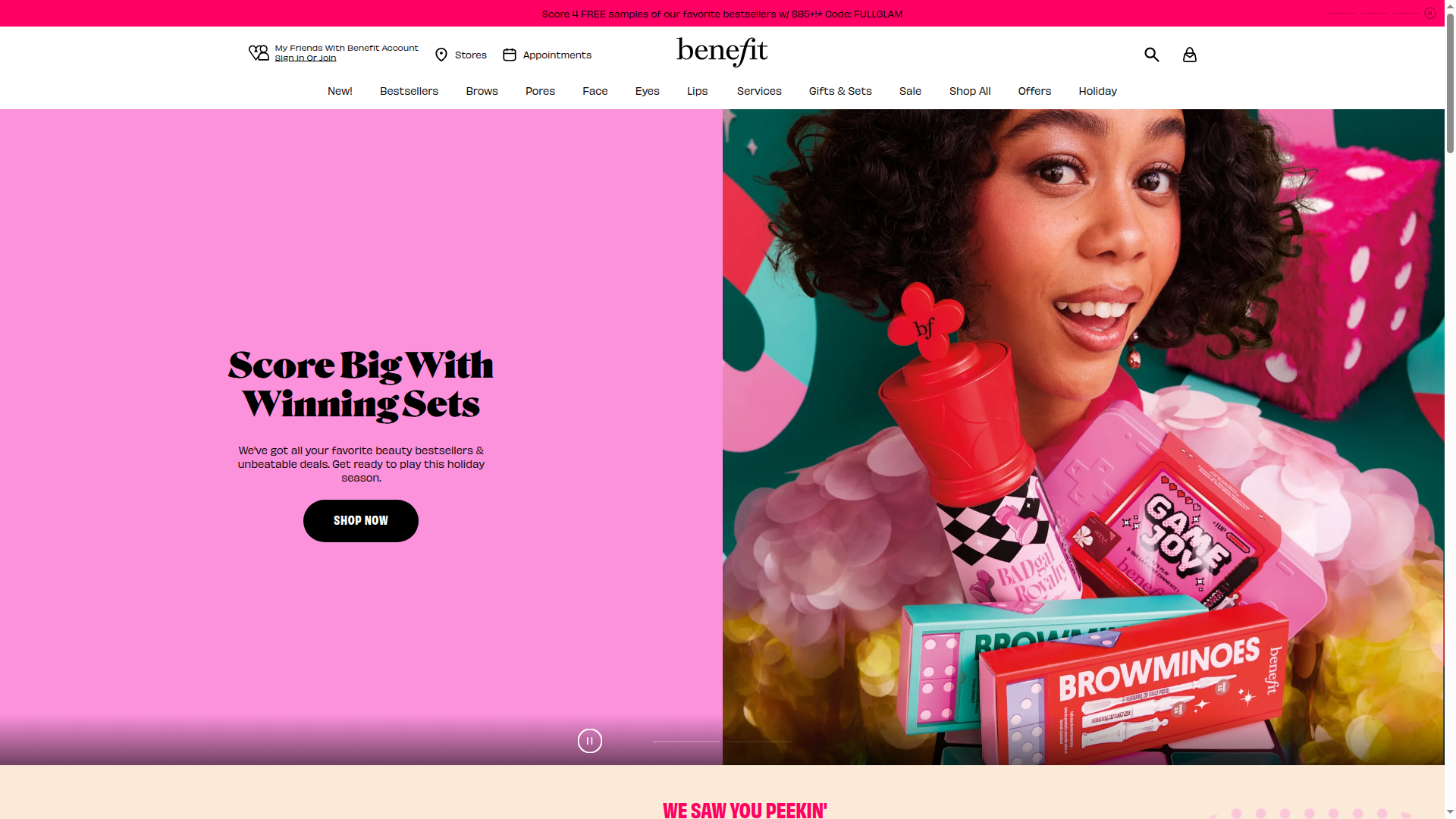Benefit Cosmetics website