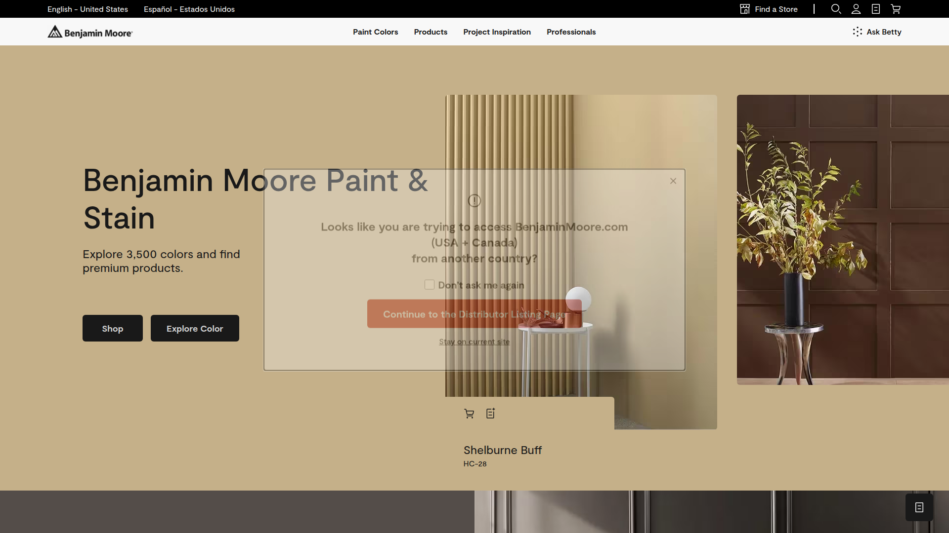 Benjamin Moore website