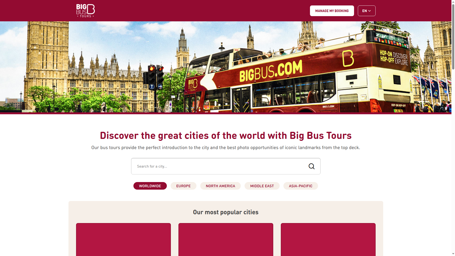 Big Bus Tours website