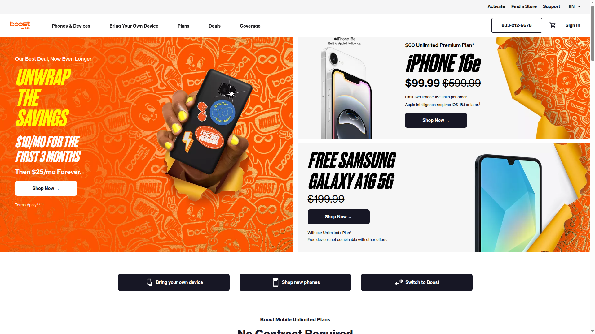 Boost Mobile website