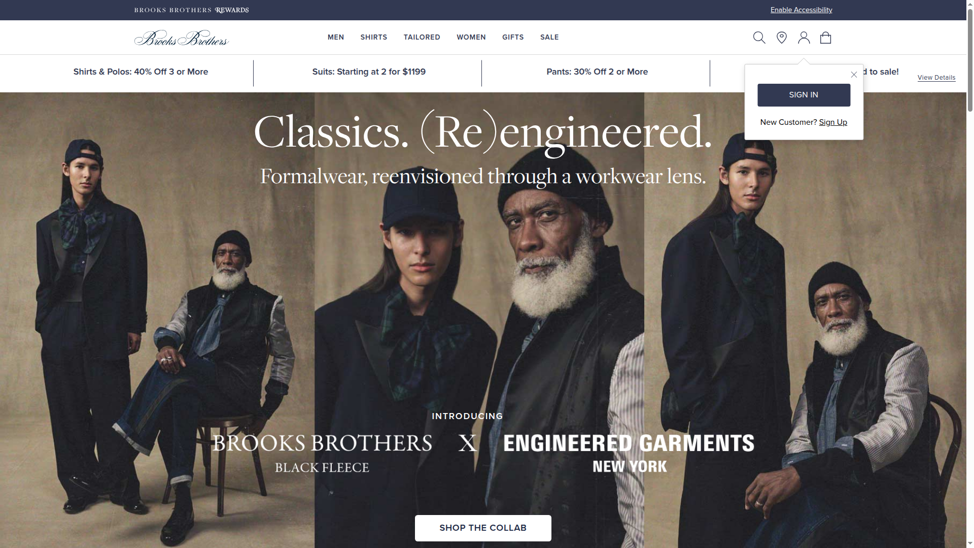Brooks Brothers website
