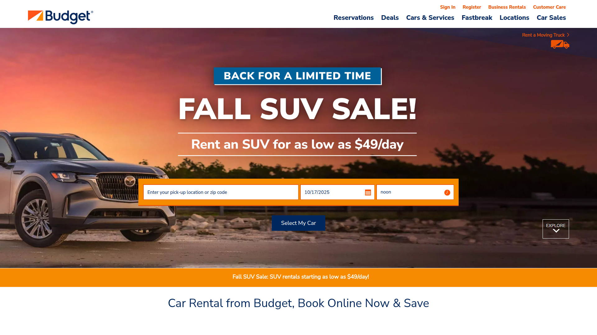 Budget Rent A Car website
