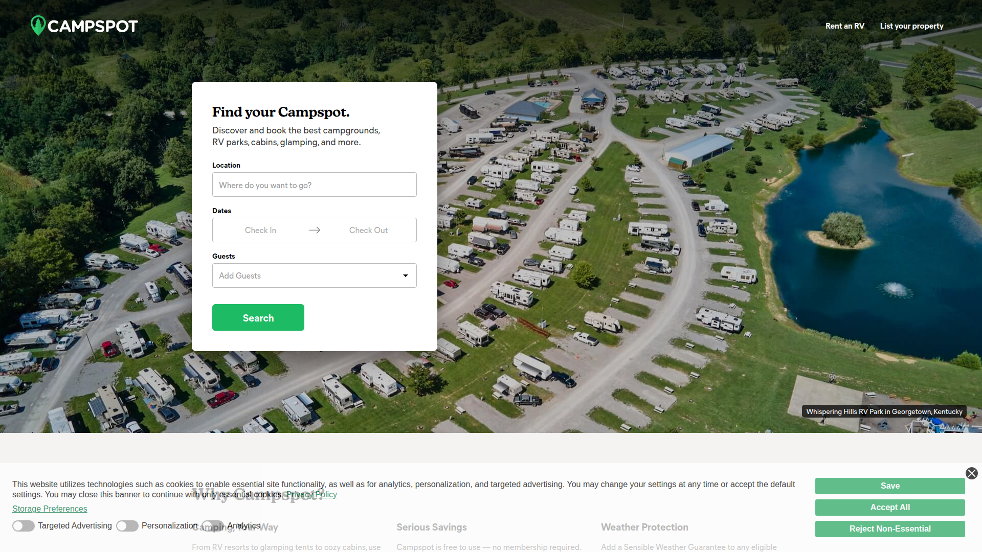 Campspot website