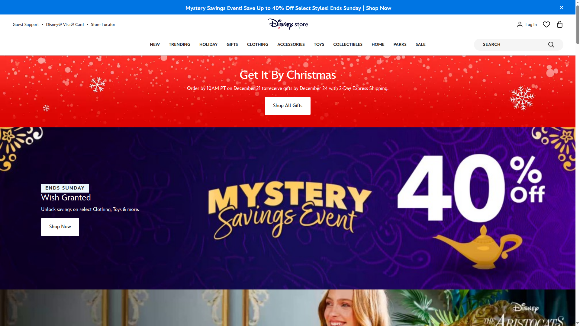 Disney Store website