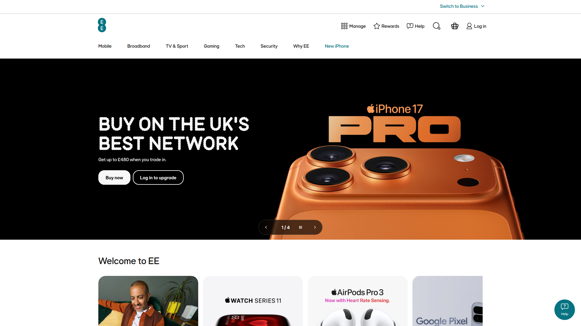 EE Mobile website