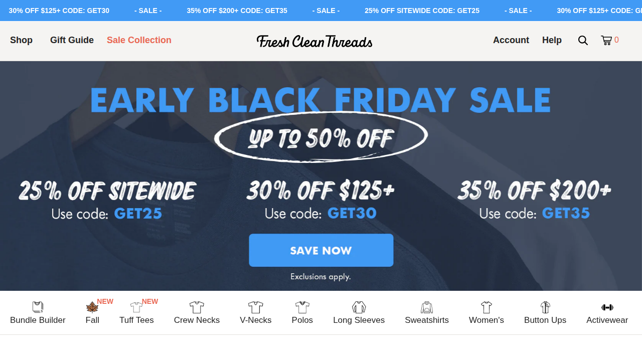 Fresh Clean Tees website