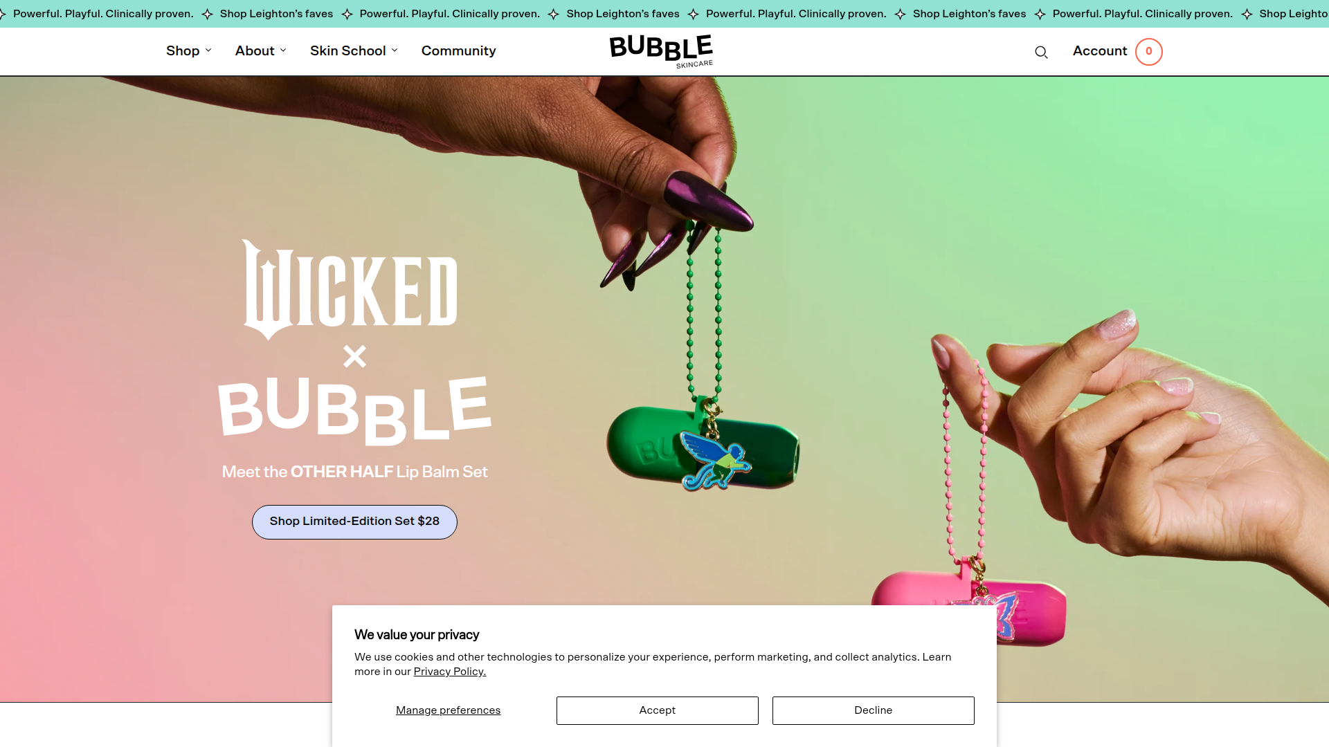 Bubble Skincare website