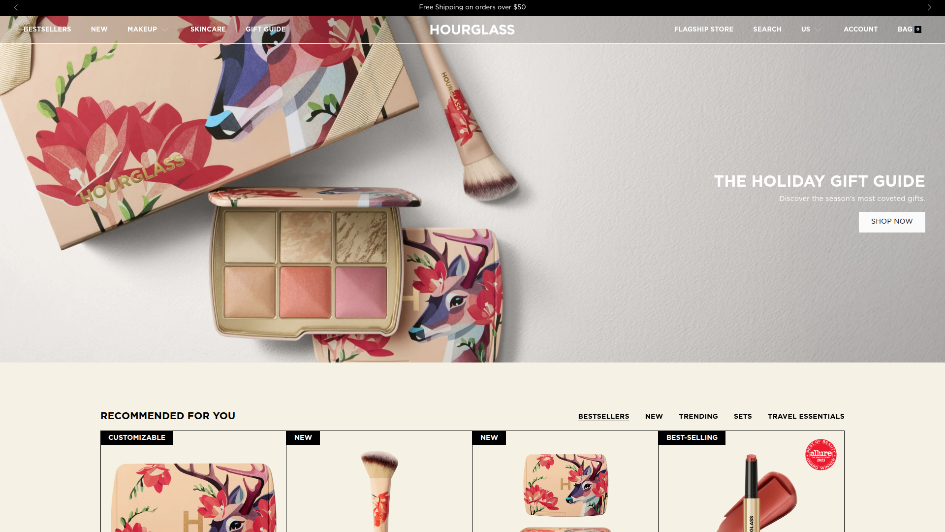 Hourglass Cosmetics website