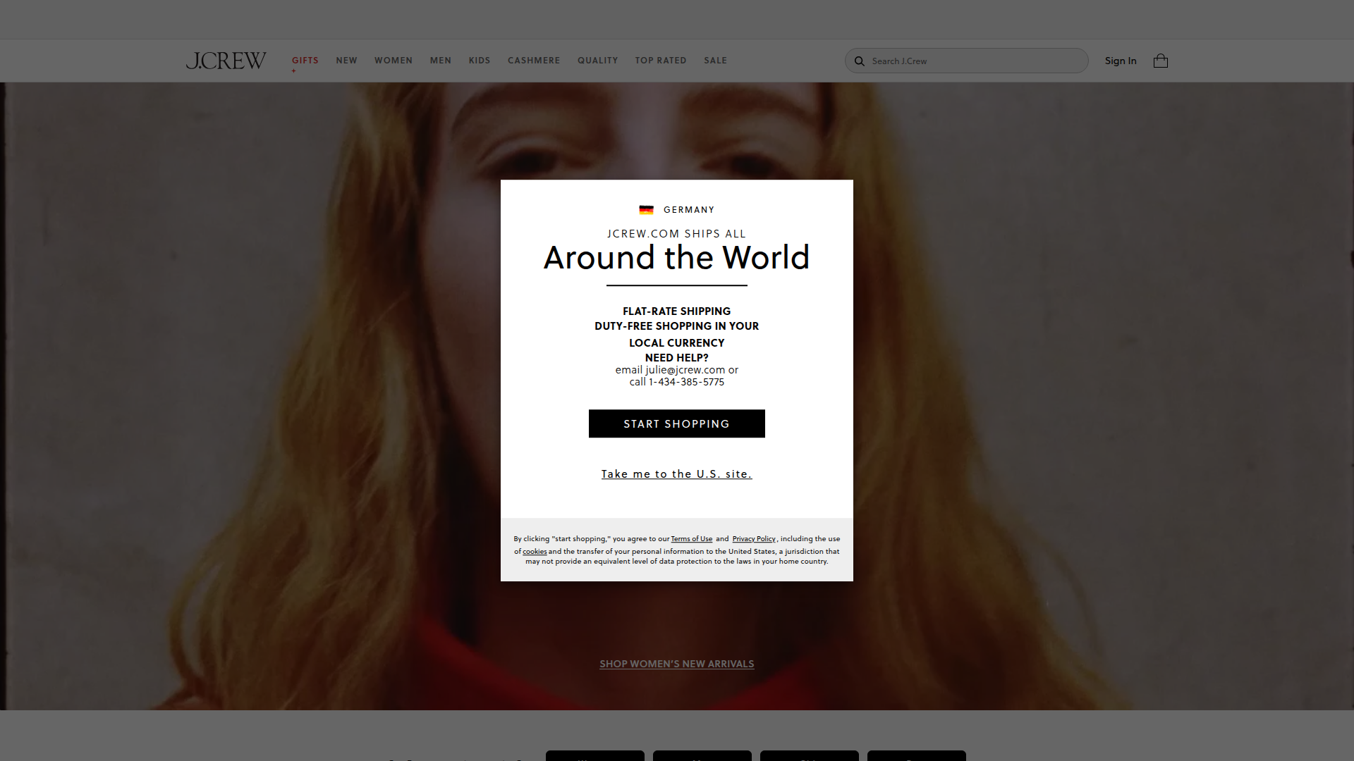 J. Crew website