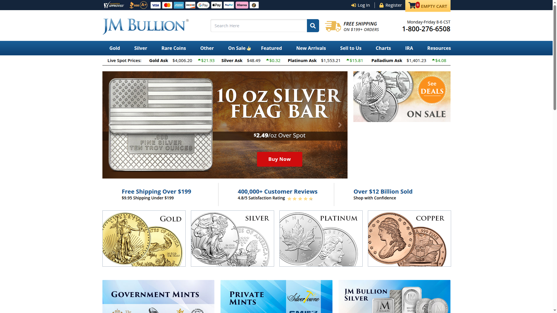 JM Bullion LLC website