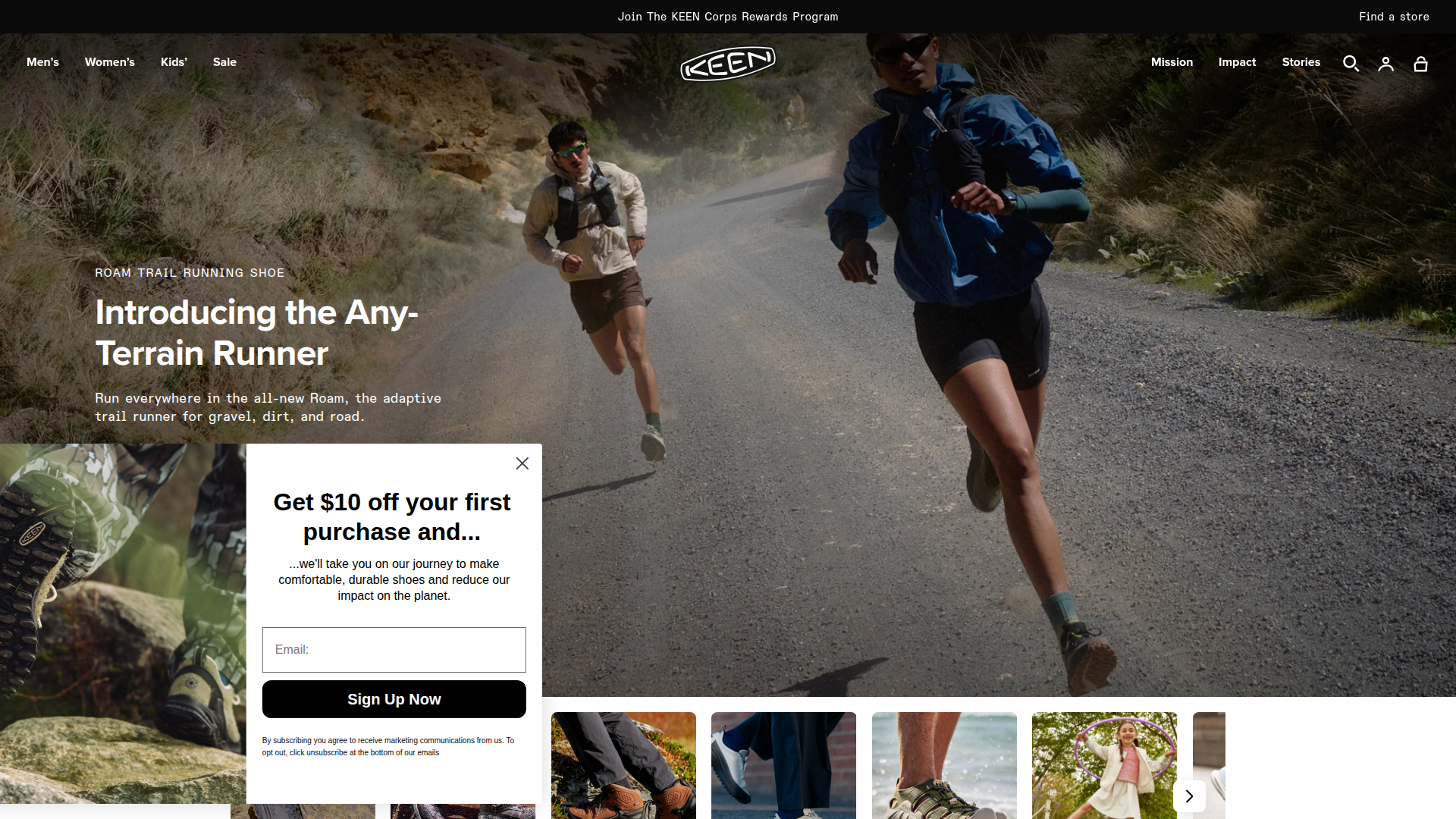 KEEN Footwear website