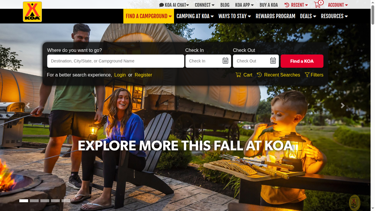 Kampgrounds of America website