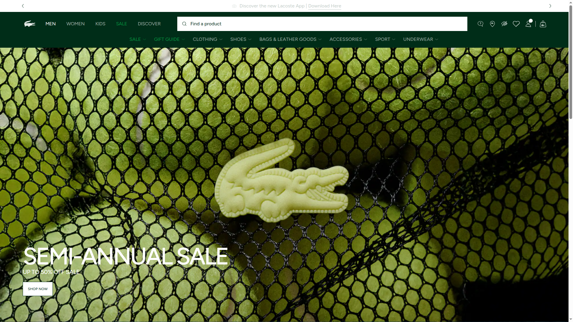 Lacoste website