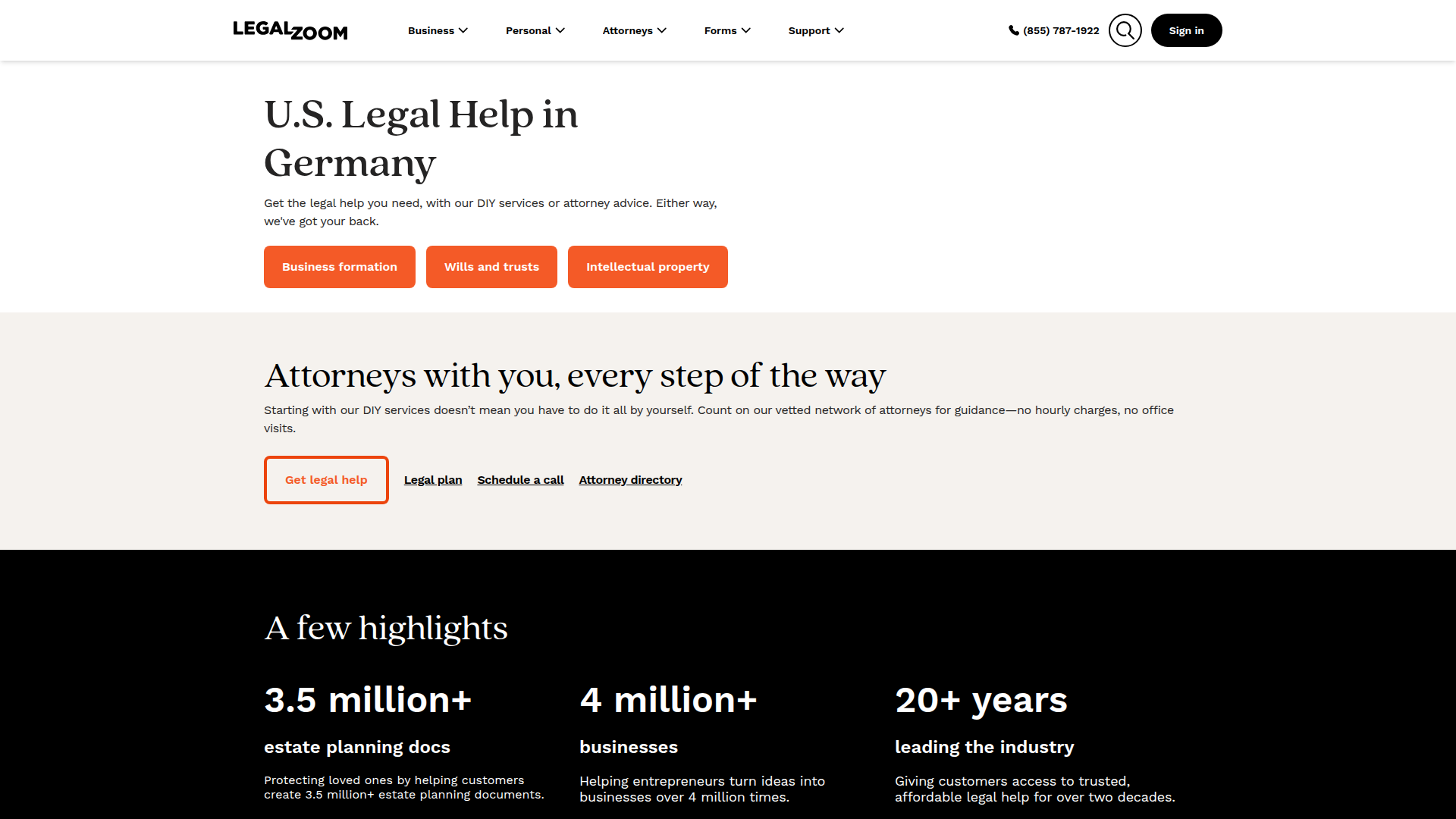 LegalZoom website