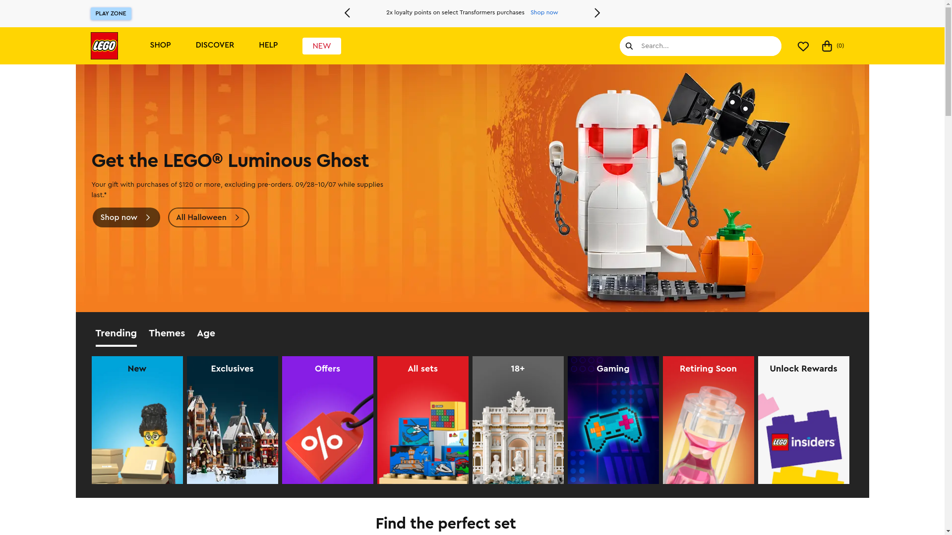 Lego website