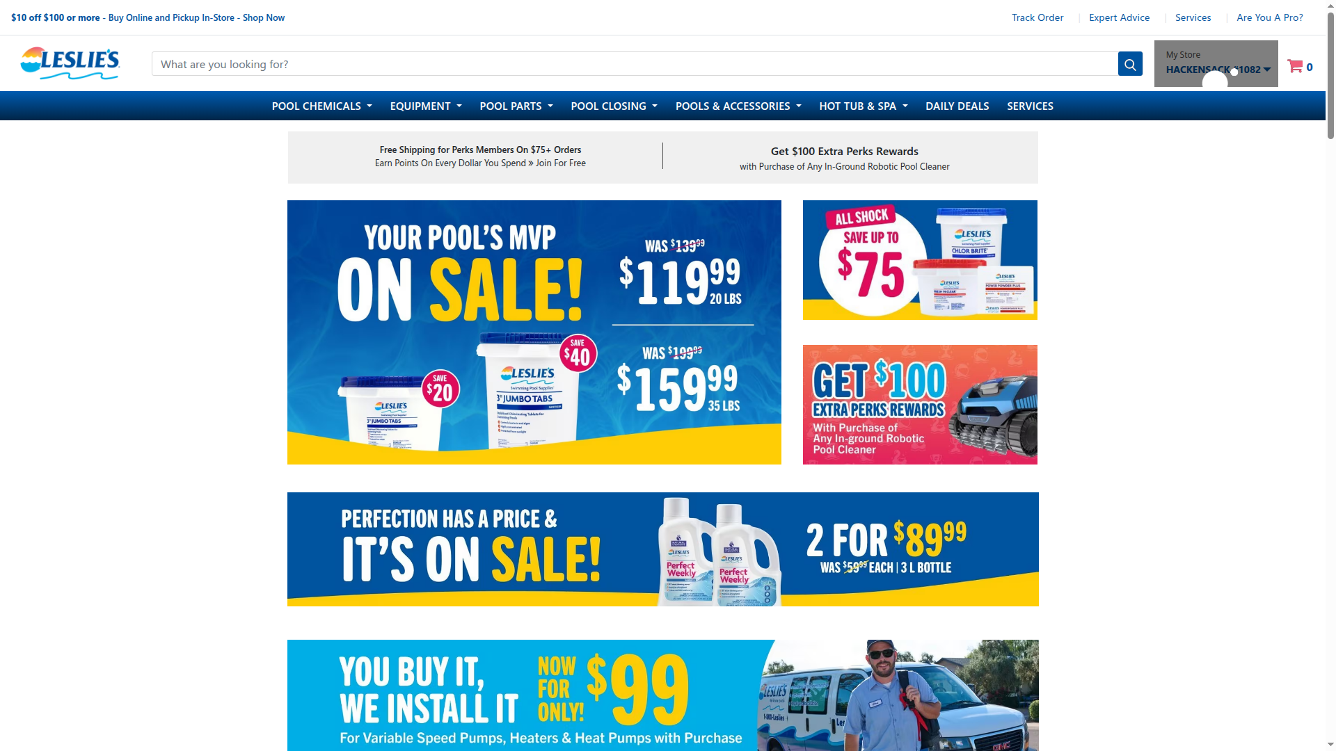 LesliesPool.com website