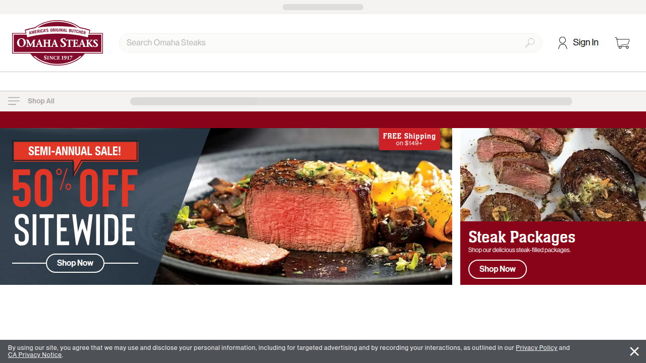 Omaha Steak Company website