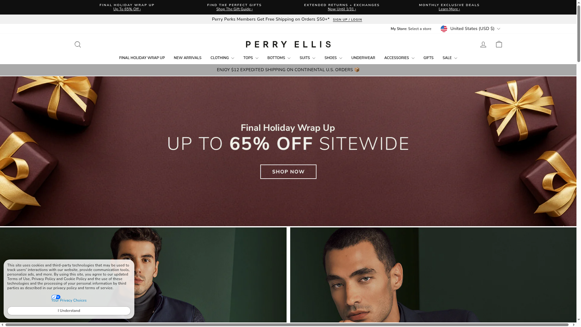 Perry Ellis website