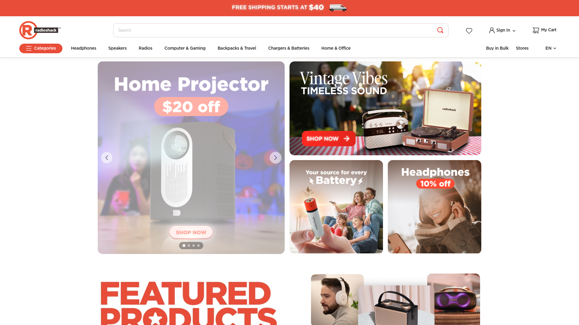 Radio Shack website