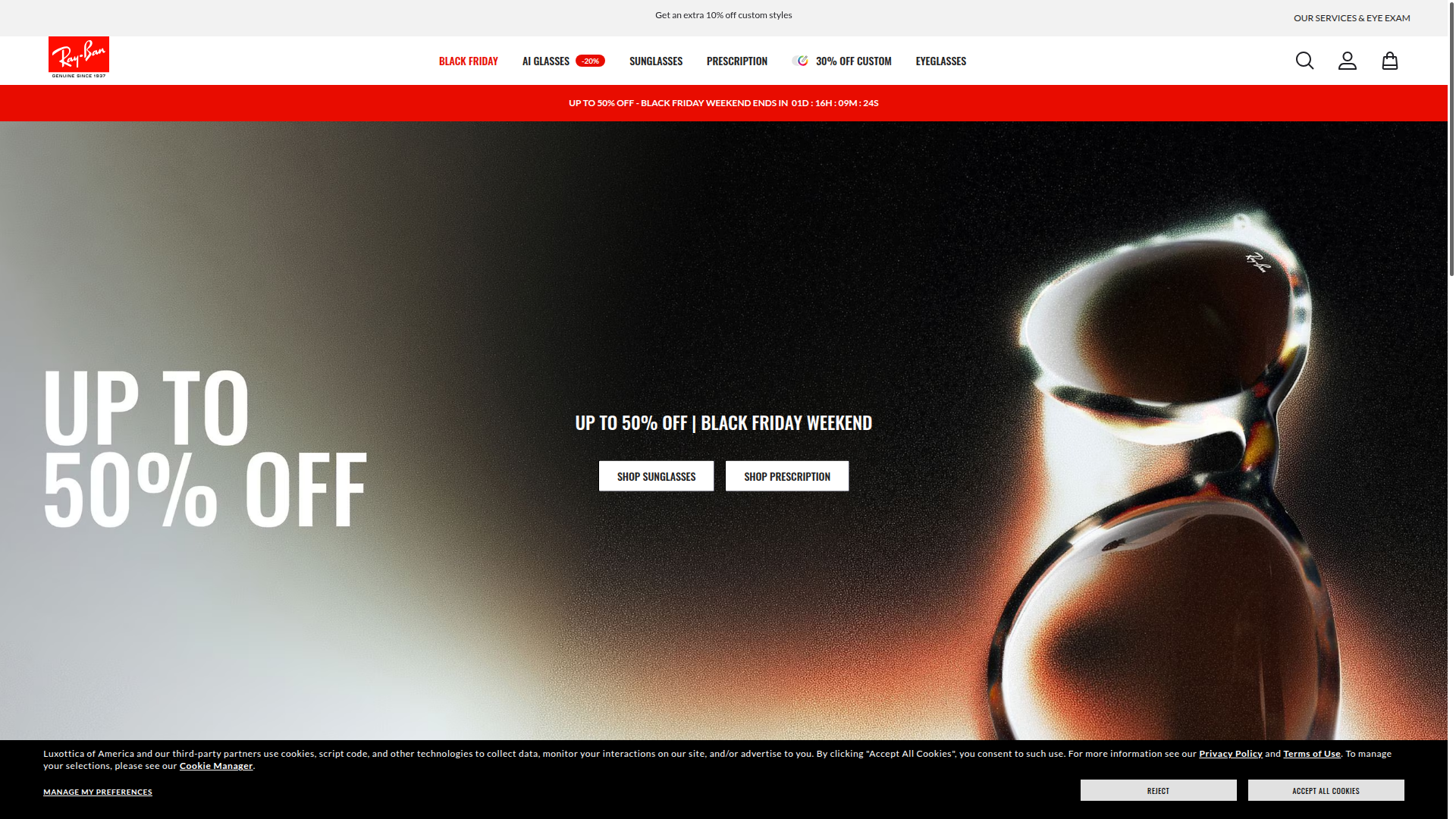 Ray-Ban website