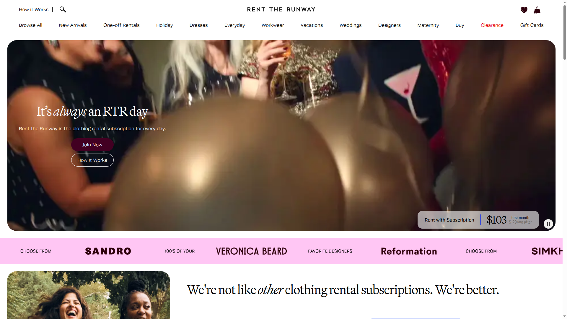 Rent the Runway website