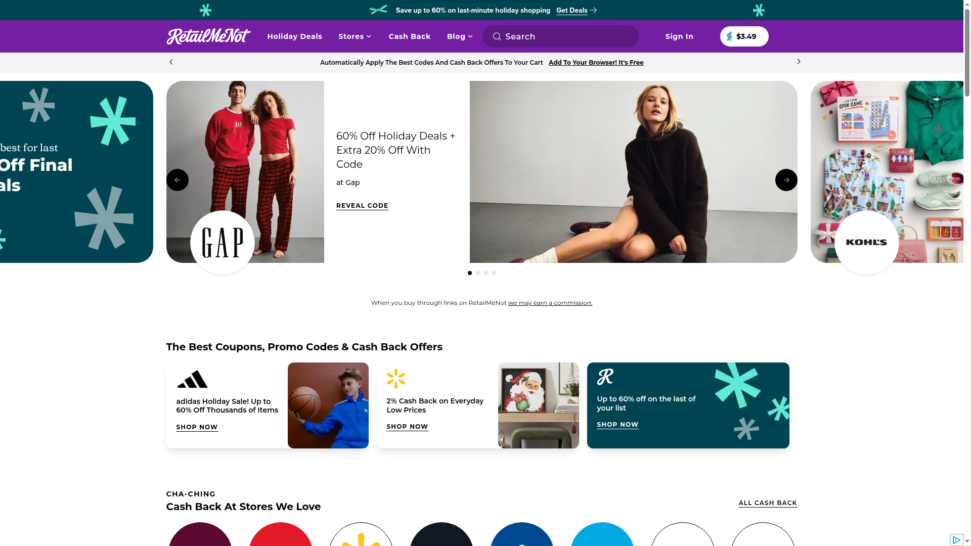 RetailMeNot Deal Finder website