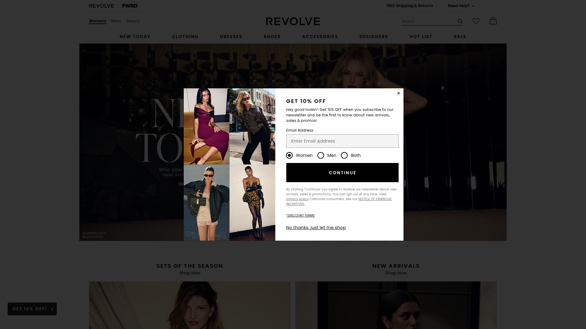 Revolve Clothing website