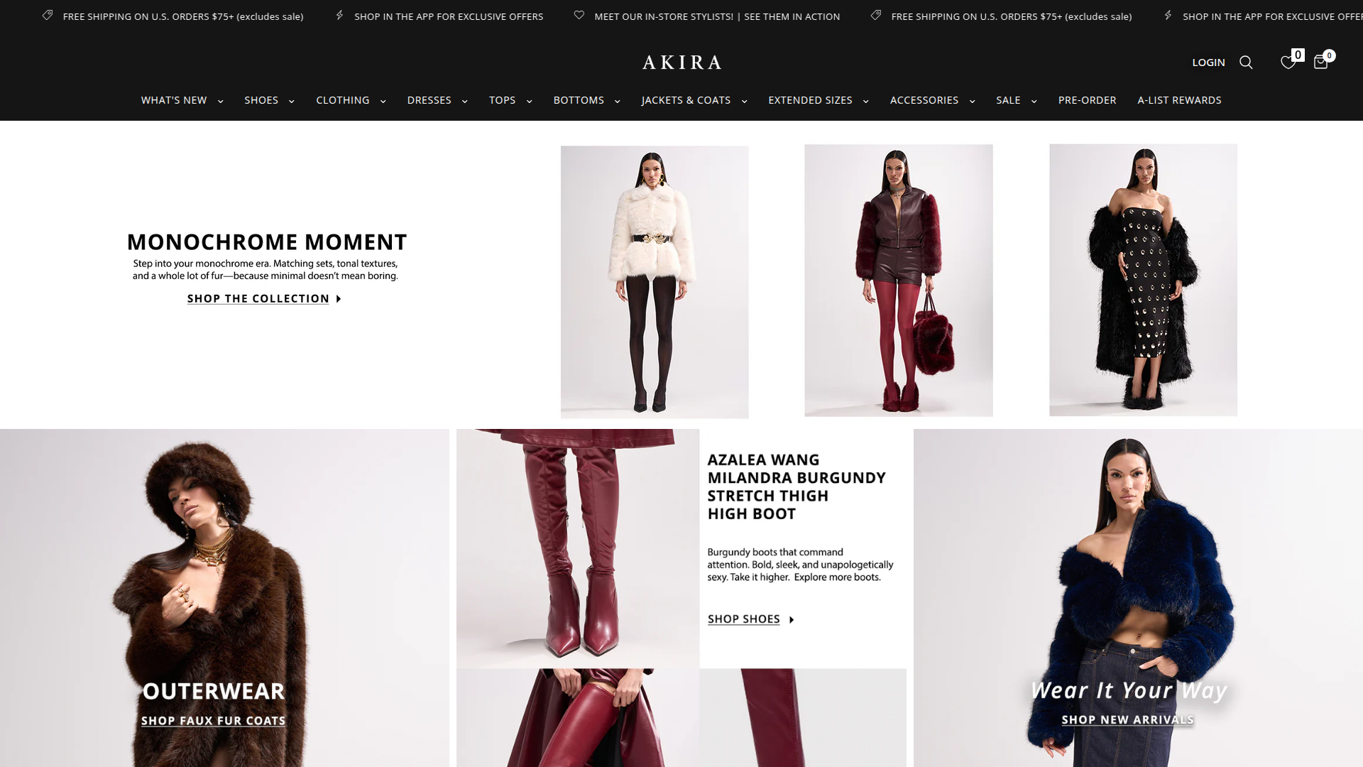 ShopAKIRA.com website
