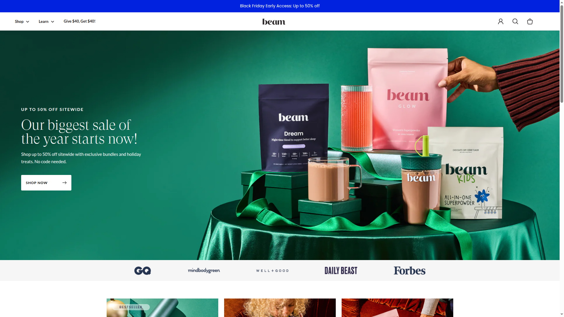 Beam Organics website