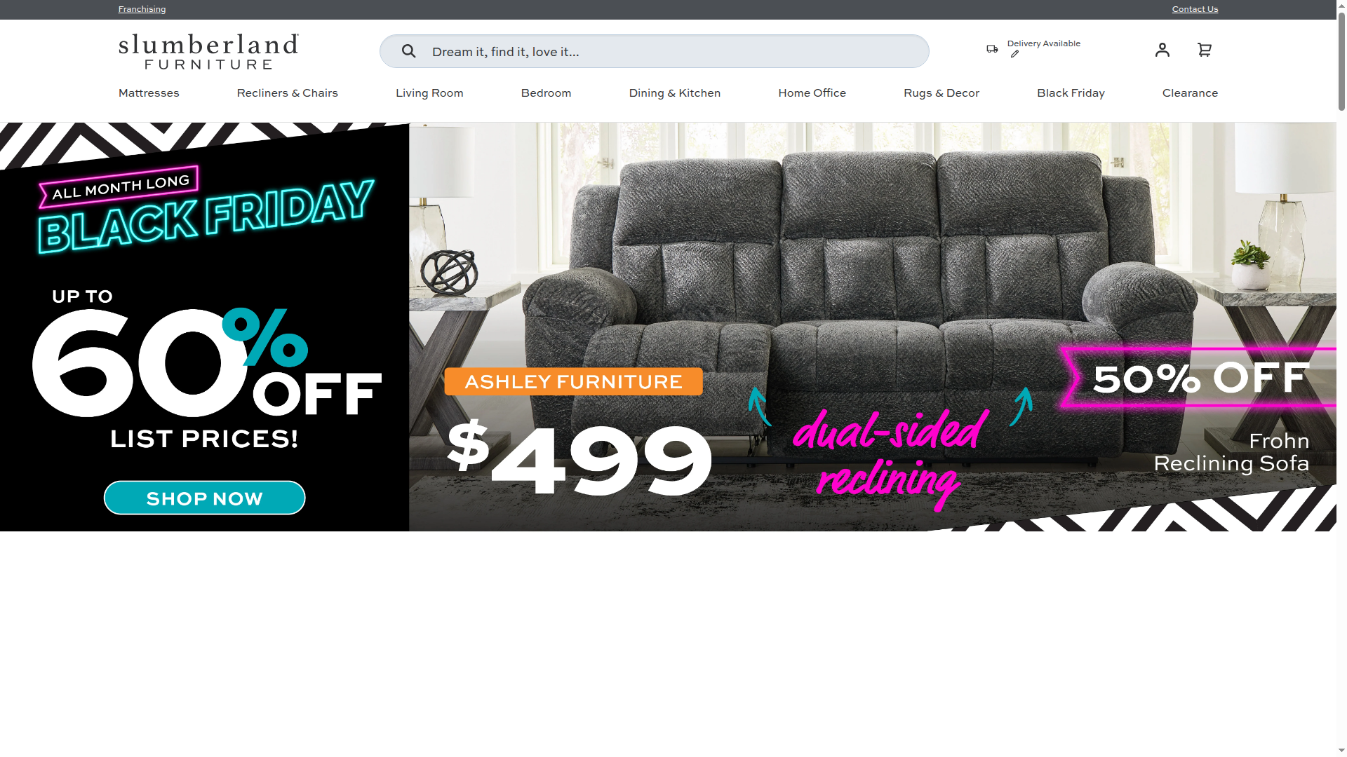 Slumberland Furniture website