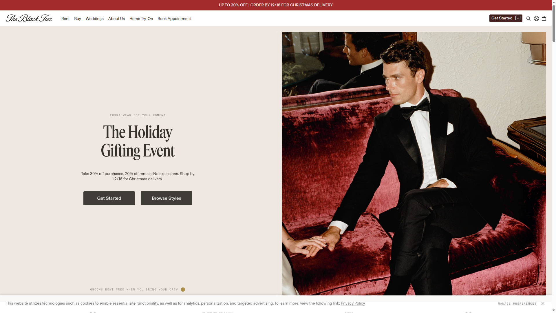 The Black Tux website