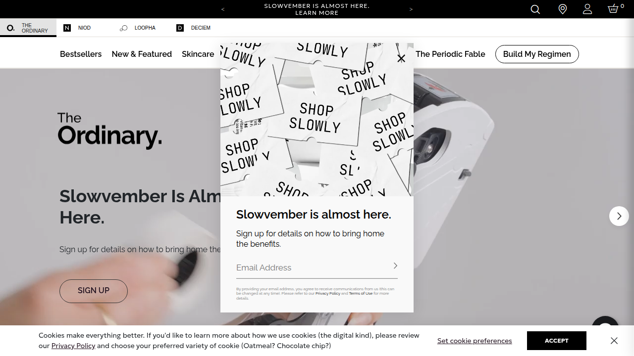 The Ordinary website