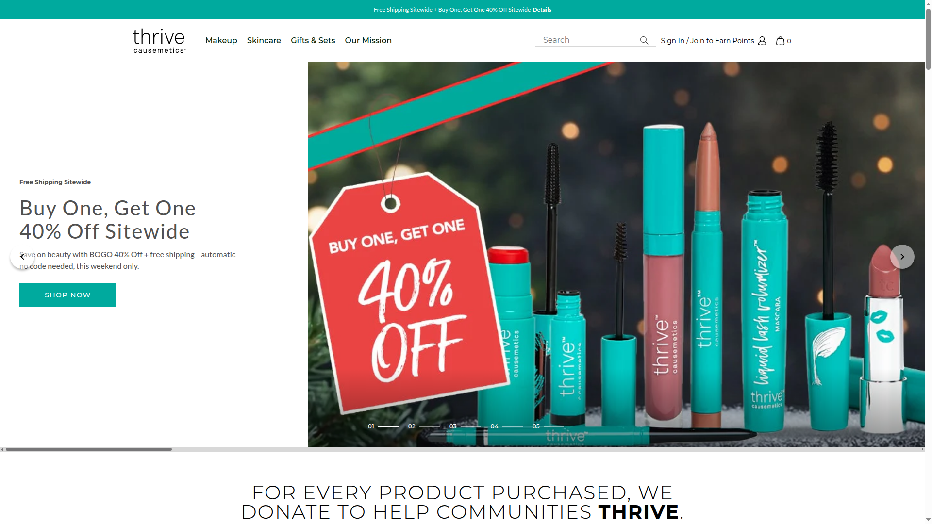 Thrive Causemetics website