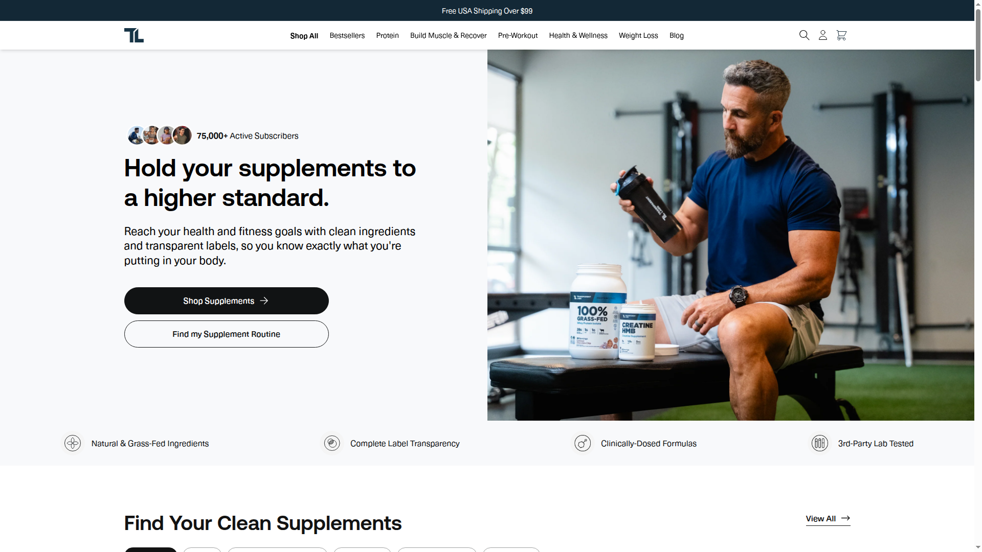 Transparent Labs website