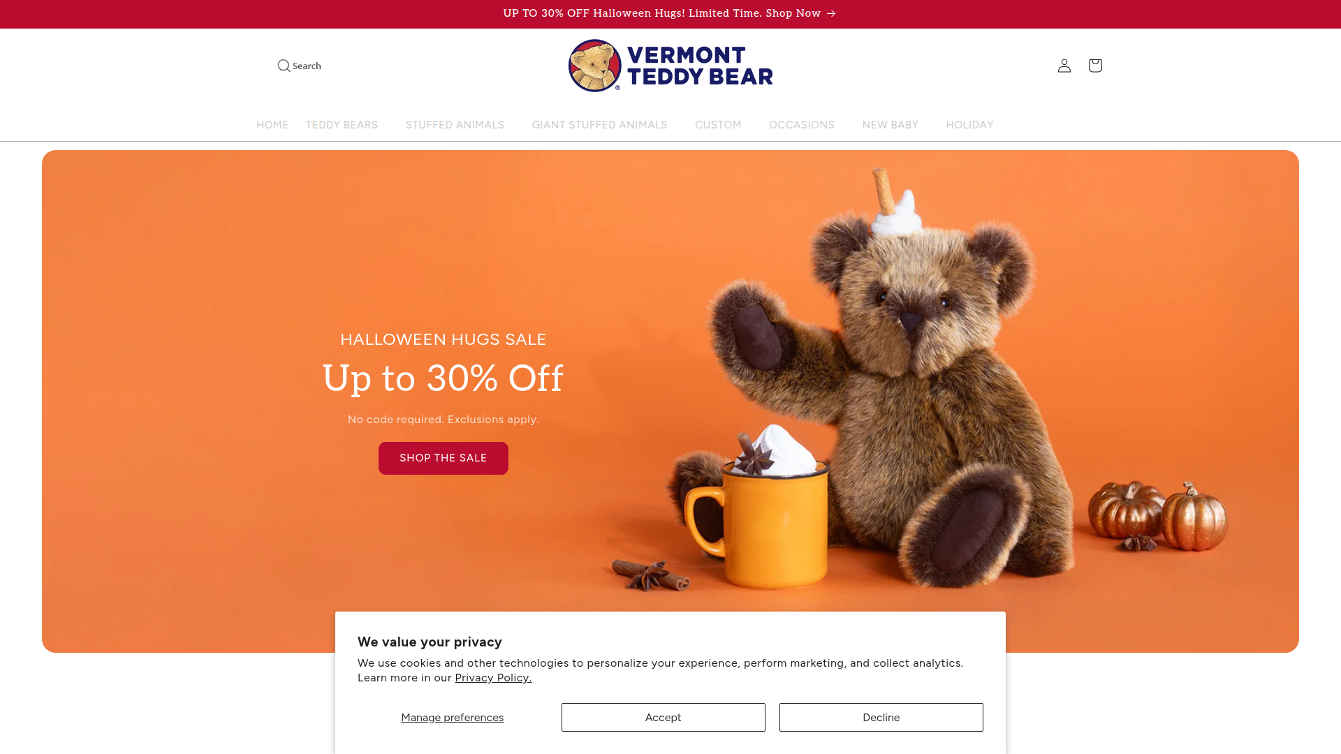 Vermont Teddy Bear website