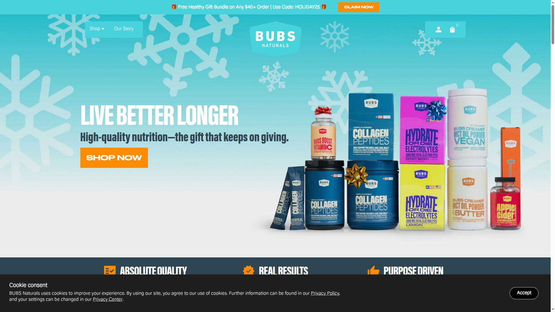 BUBS Naturals website