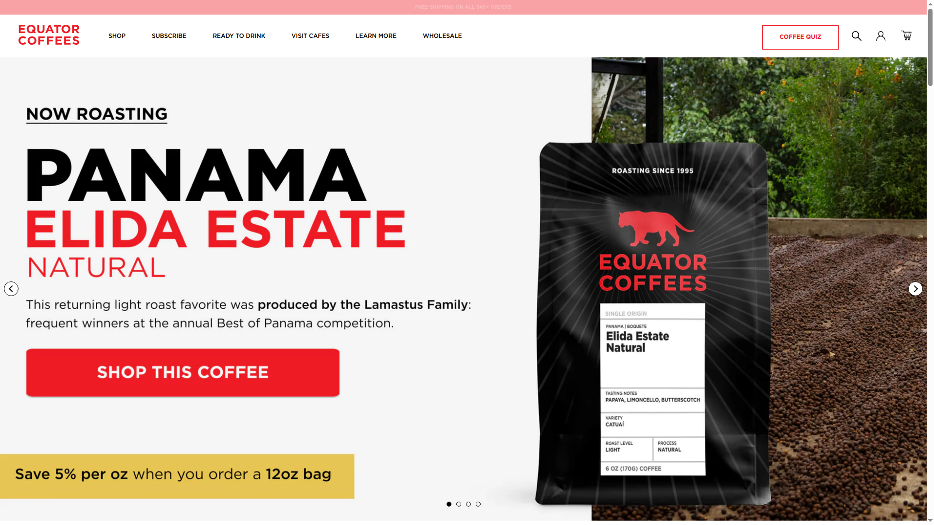 Equator Coffees website