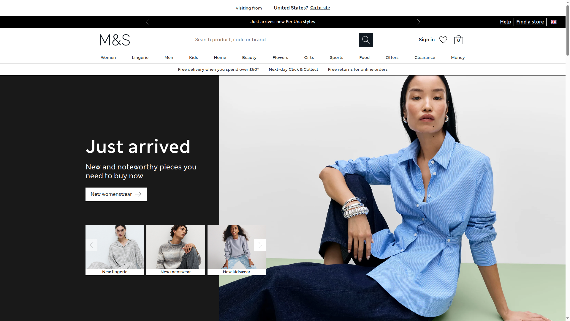 Marks and Spencer website